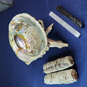 Abalone Shell with Sage and Crystals Set